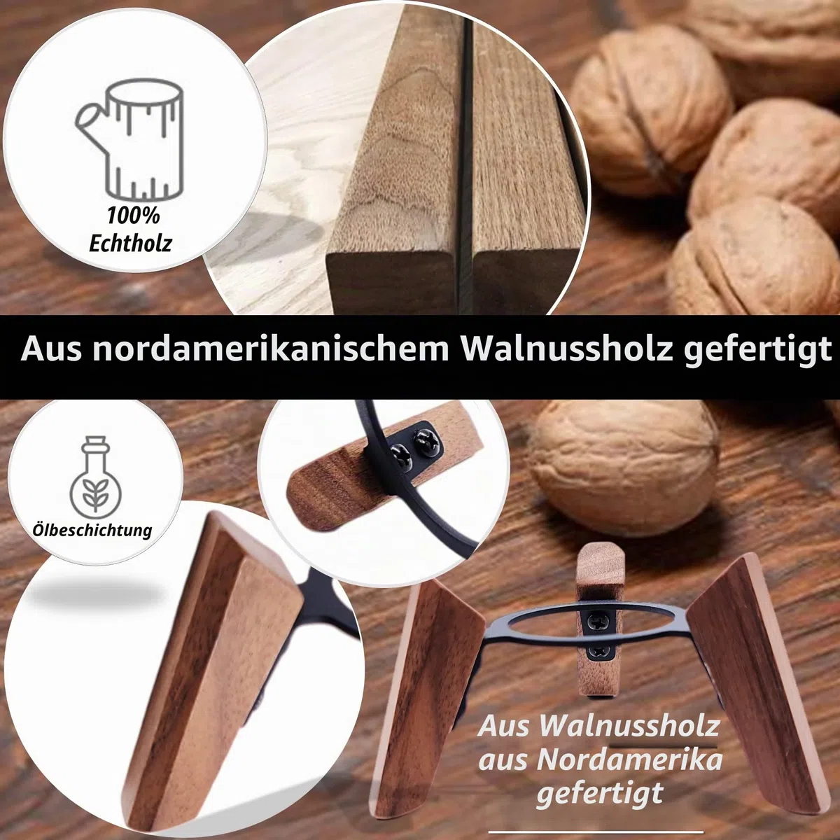 Echtholz ständer für Homepod Mini 2020, Sicheres Stativhalter Zubehör, Stabile Holzhalterung schützt Home Pod Mini Smart Lautsprecher (Nussbaum)