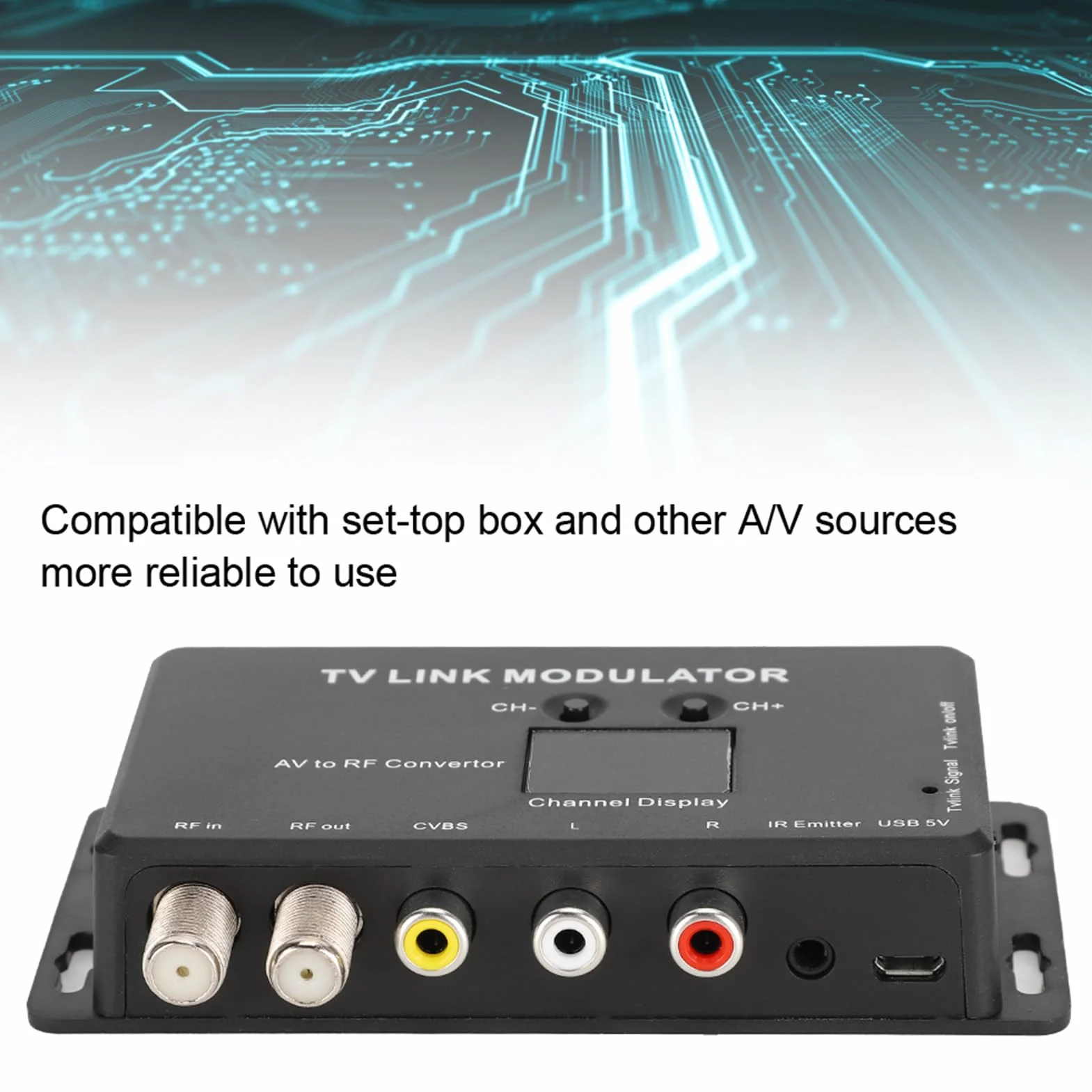 TM70 UHF-TV-LINK-Modulator: HF-Modulatoren mit AV-zu-HF-Konverter, IR-Extender & Kanalanzeige - Einfache Installation für perfektes Fernsehvergnügen