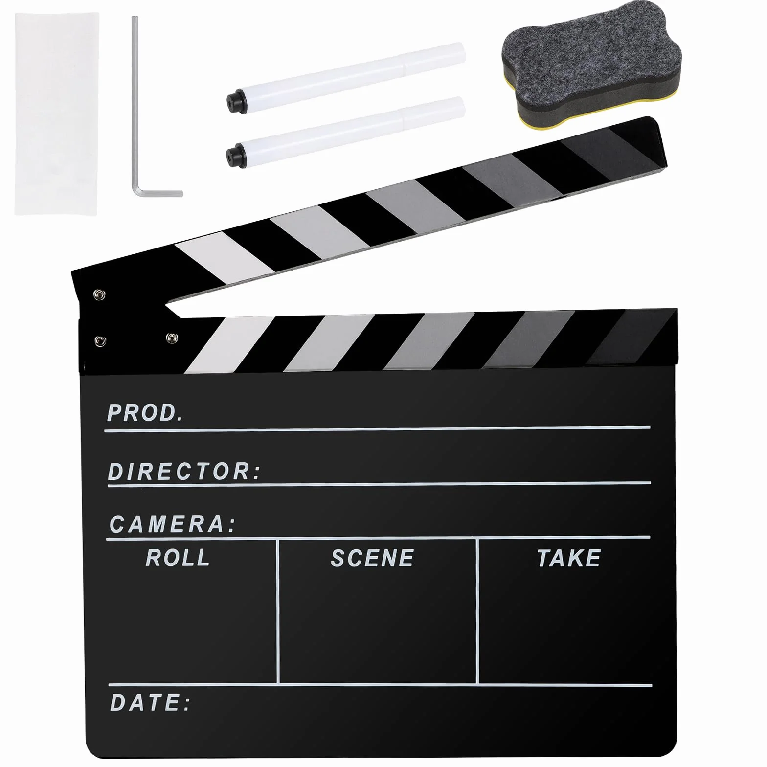 Filmregisseur Schindelplatte, Schiefer Fotografie, Video, TV Cut Action Szene Acryl Klöppel Board Requisiten mit einem magnetischen Tafelradierer, zwei benutzerdefinierten Stiften,