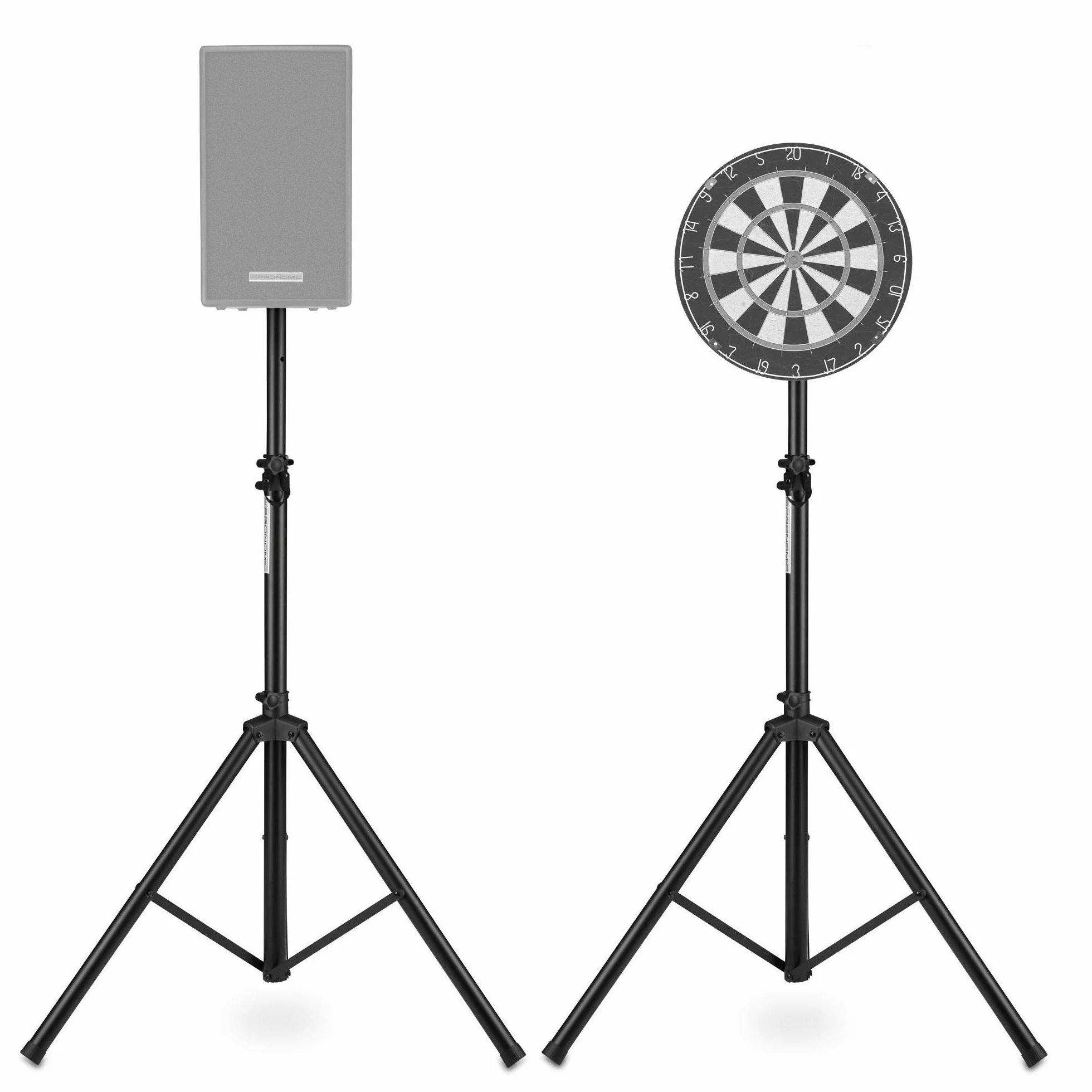 Pronomic SPS-1S Boxenstativ Stahl - Boxenständer mit Stabiler extra breiter Dreibein-Konstruktion - Höhe 120-193 cm - Stativ auch als Dartstativ oder Fotostativ verwendbar