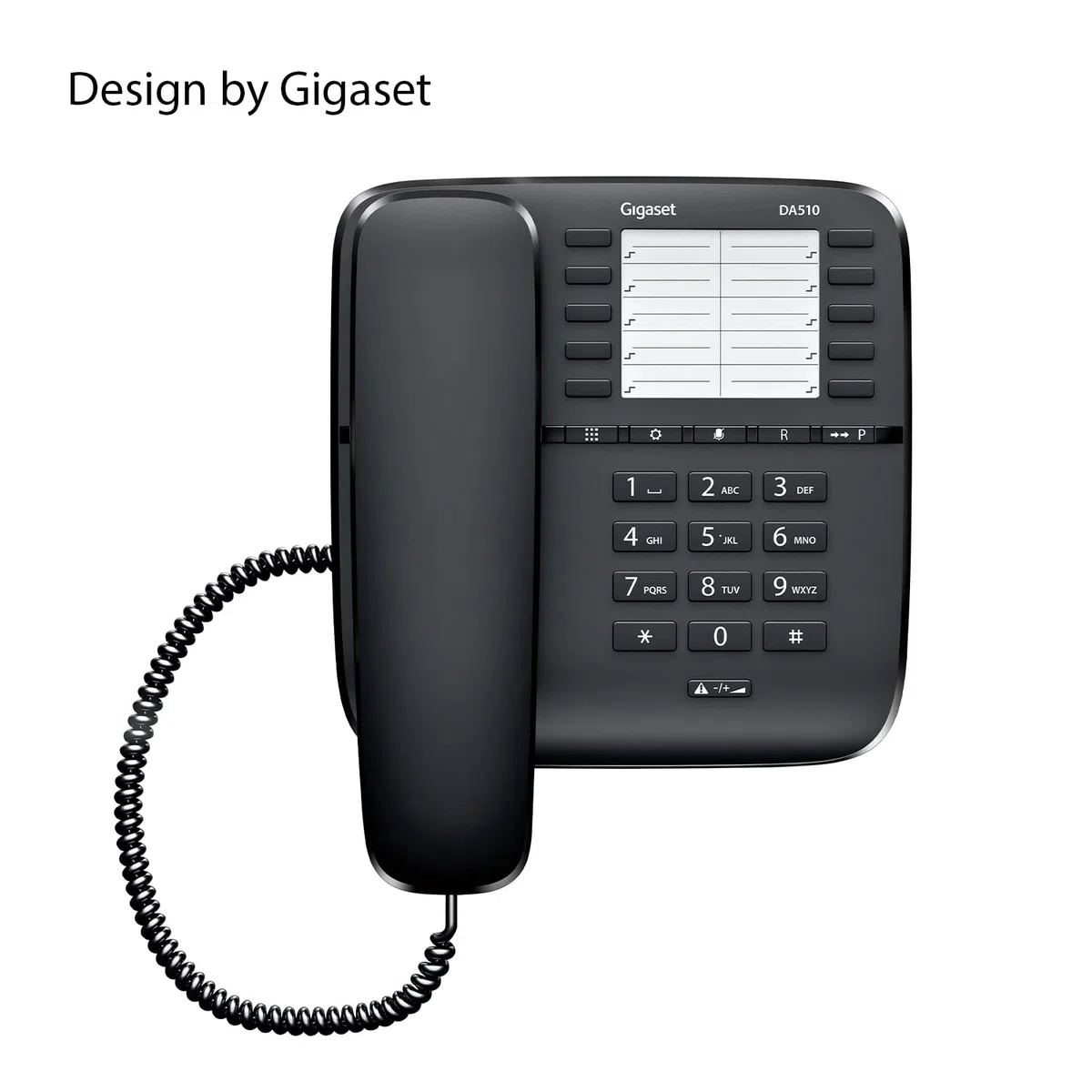 Gigaset DA510 - Schnurgebundenes Telefon mit praktischer Anrufanzeige - Kurzwahleinträge - großes Telefonbuch - Stummtaste mit Wartemelodie - Anrufsperre und Tastensperre, schwarz