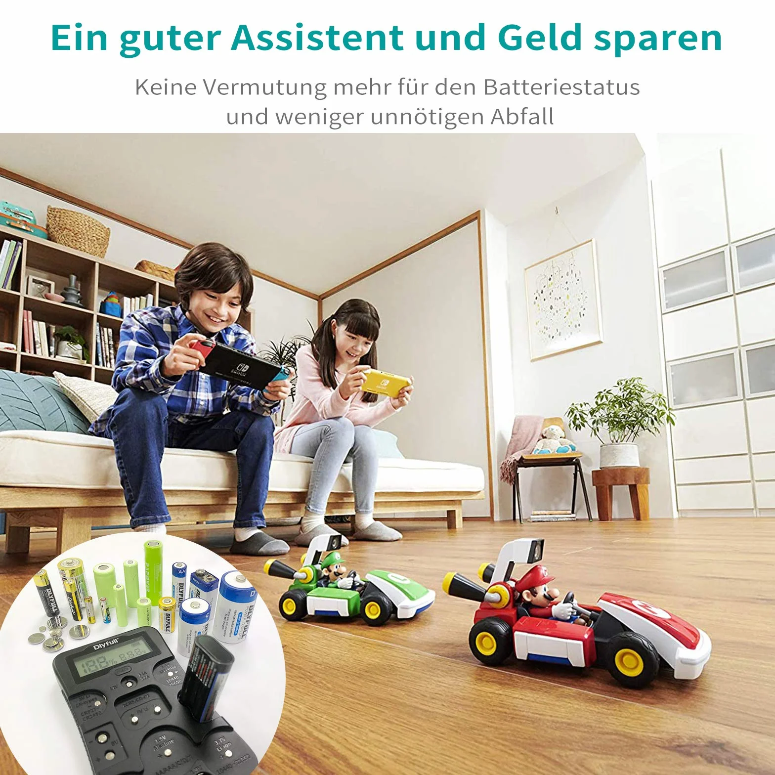 Dlyfull Universal Batterietester für AAA AA C D 9V CR123A CR2032, Batteriemessgerät mit LCD Display für Alle Batterien und Akku, Digitaler Testgerät für 1,5V und 3V Knopfzellen, B4 pro