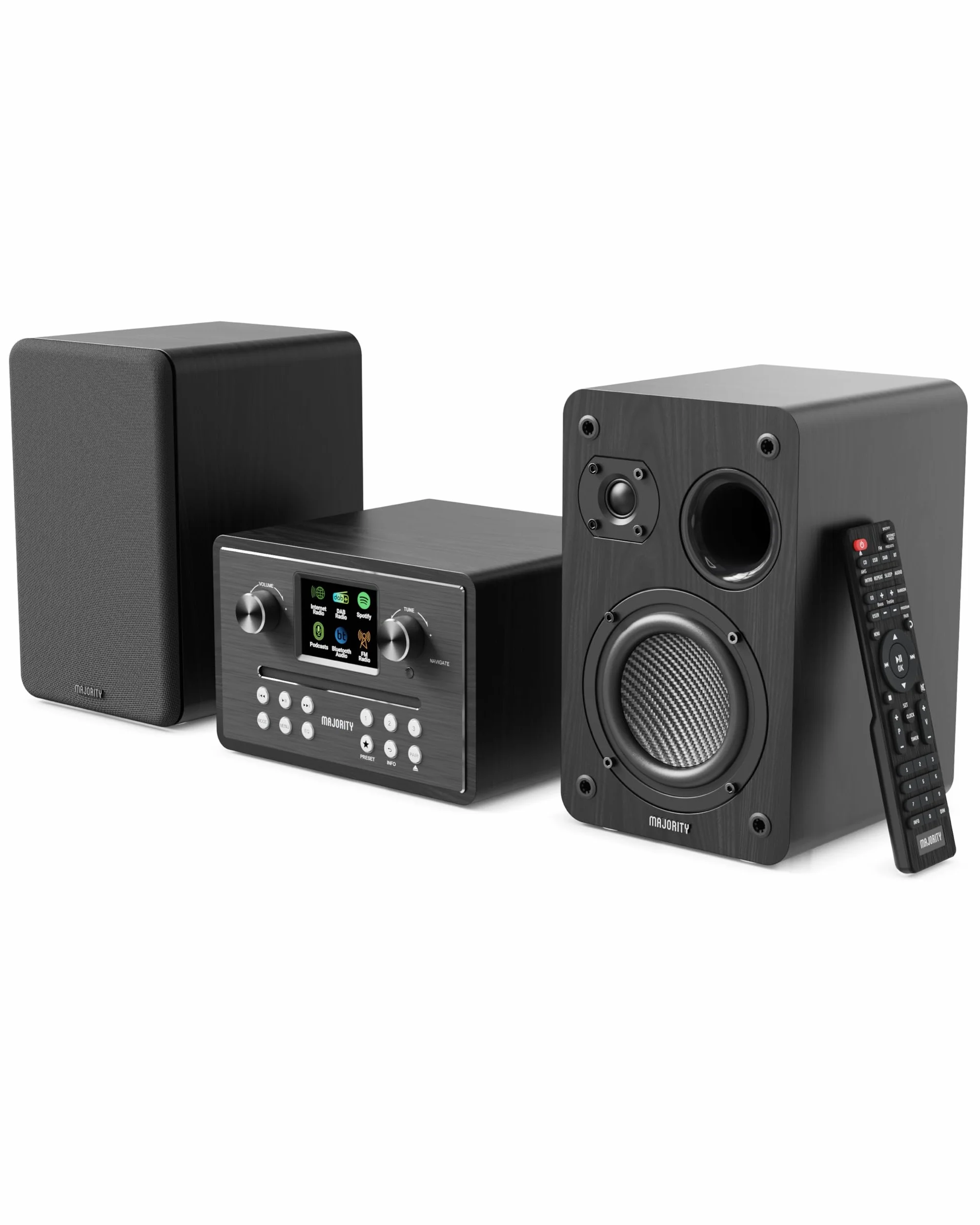Internetradio WLAN Stereoanlage | HiFi Anlage DAB+ & UKW | CD Player Bluetooth 5.3 | Musikanlage mit Regallautsprechern | Kompaktanlagen mit Spotify Connect & Podcasts | MAJORITY Homerton HiFi