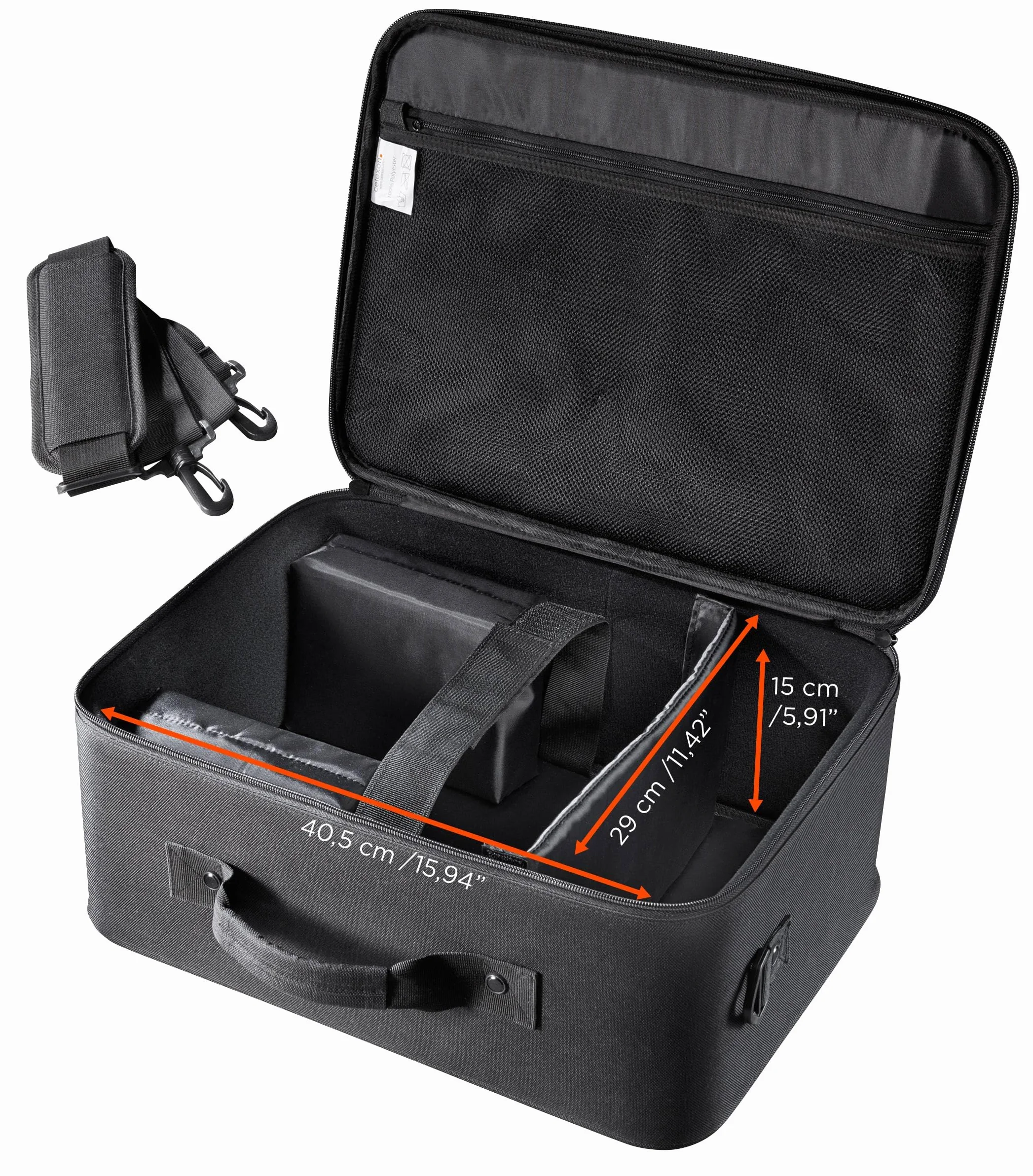 celexon Beamertasche Economy Large - 41x29x15 cm - Hartschalenrahmen - wasserabweisend & abwaschbar - 100% Polyester - schwarz