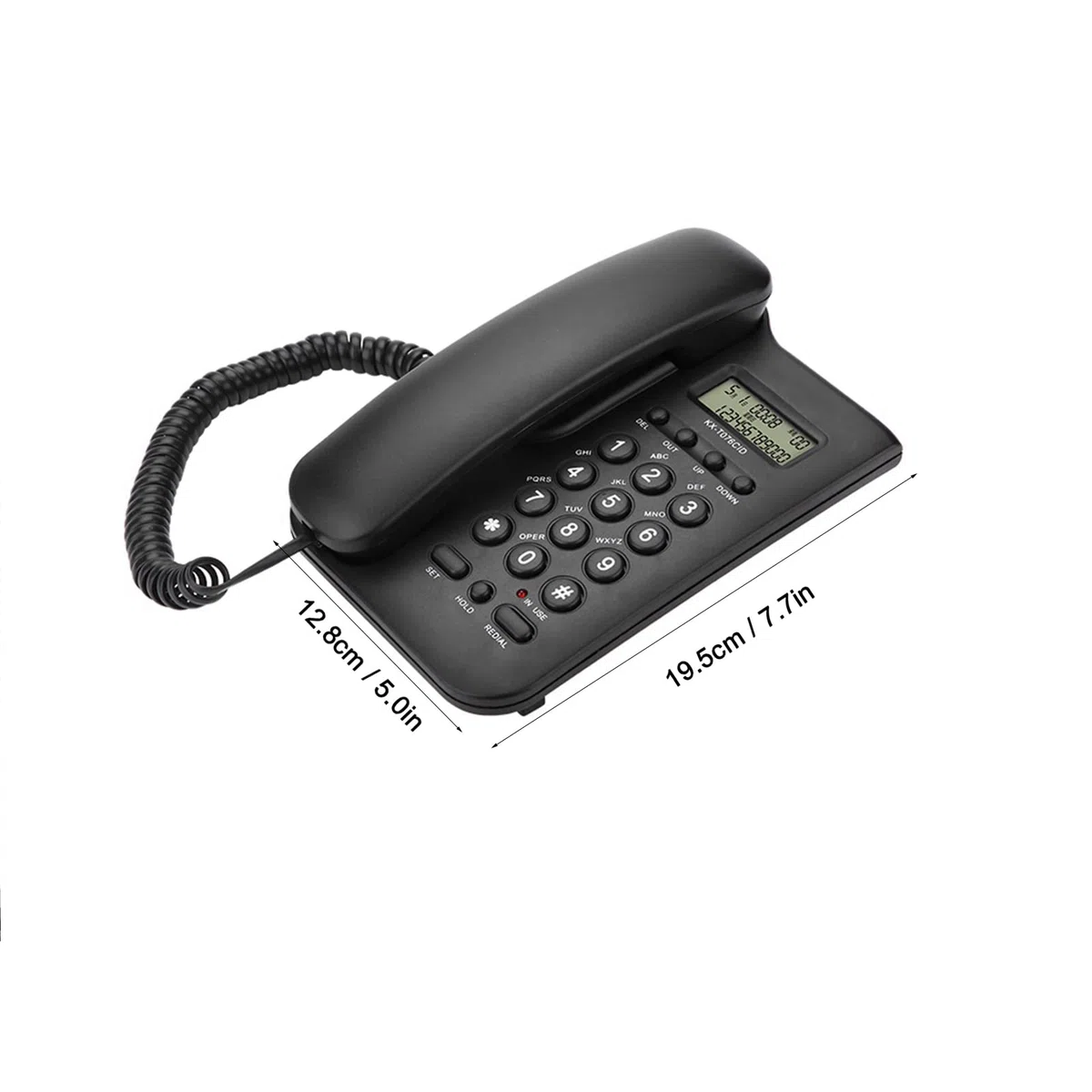 Schnurgebundenes Telefon, schnurgebundenes Tischtelefon mit Telefonkabel, großen Tasten, einstellbarer Lautstärke, Festnetztelefon für Home Office Hotel, unterstützt FSK/DTMF Dual System(Schwarz)