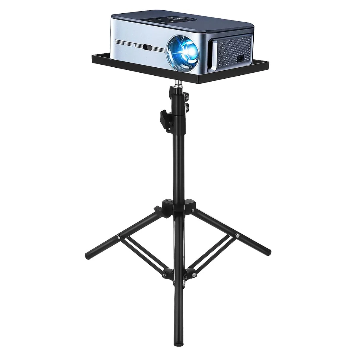 Hemobllo Beamer Ständer Höhenverstellbar 40-110 cm, Tragbares Projektor Stativ mit Ablage, Multifunktionaler Laptop Ständer Bodenständer für Heimkino, Büro und DJ Pult, 1/4 Zoll Schraube