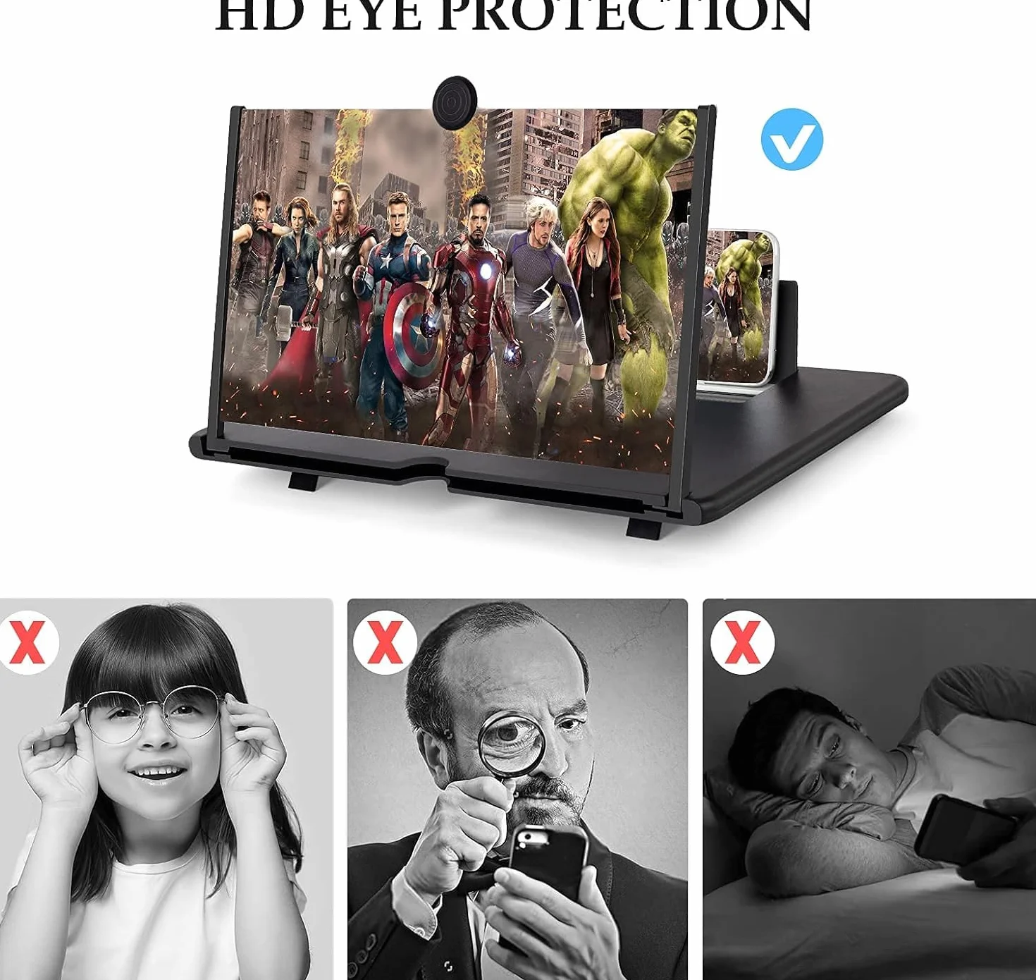 20 Zoll Bildschirmlupe für Handy, Bildschirm Lupe Handy,Handy vergrößerungs Bildschirm, vergrößerungsglas für Handy, Anti-blaulicht Bildschirmlupe für das Ansehen von Filmvideos