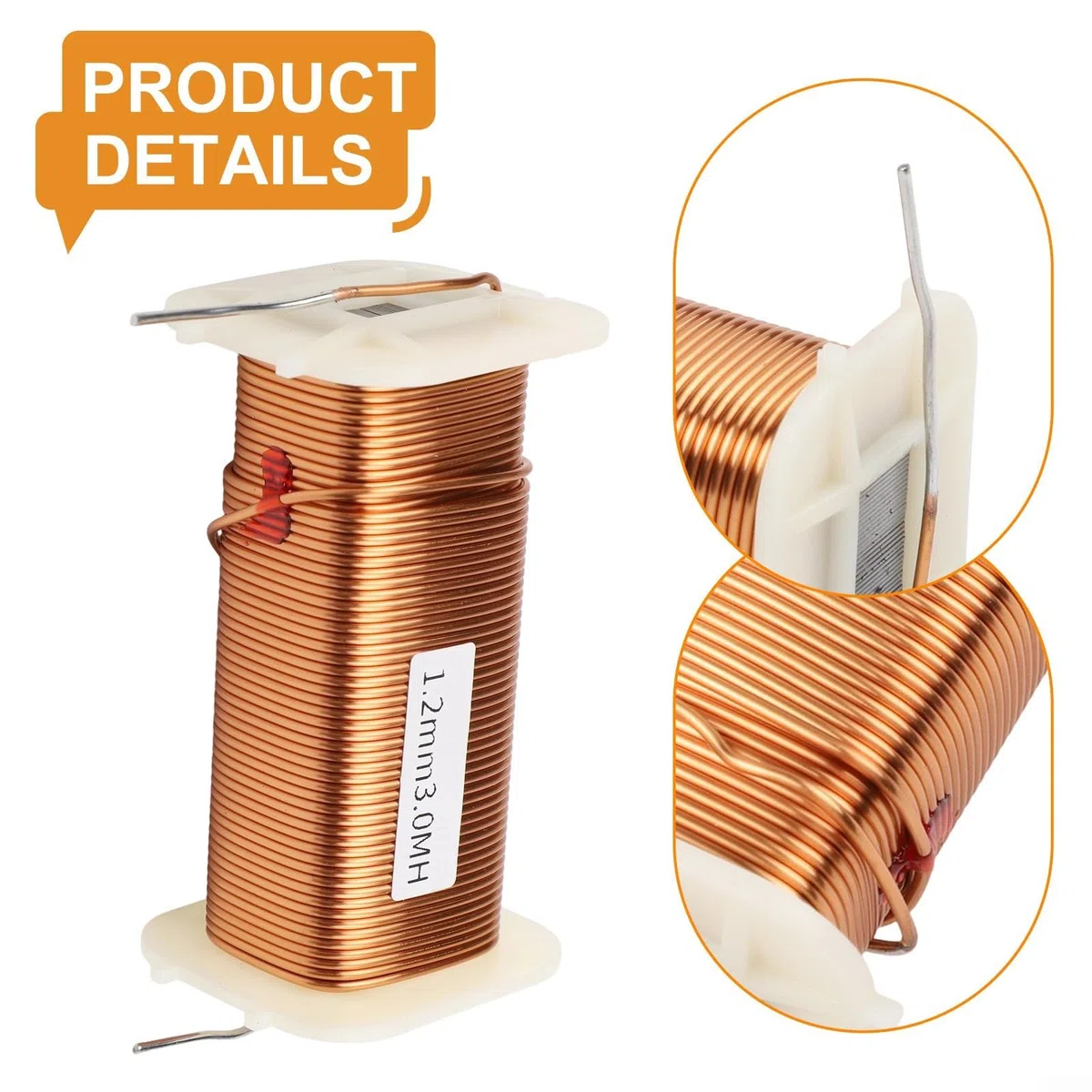 Induktivität für Frequenzweichen, 3mH-8mH, 1,2mm Sauerstofffreies Kupfer, Eisenkern-Spule für Hi-Fi Lautsprecher & Car Audio(3mH)