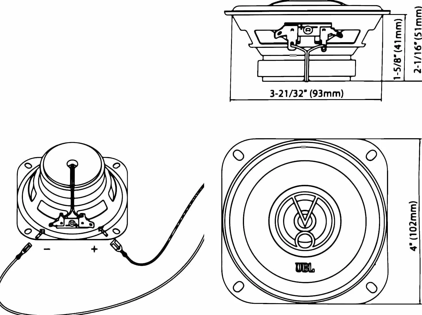 JBL Stage1 41F 2-Wege Auto Lautsprecher Set von Harman Kardon - 125 Watt KFZ Auto Boxen 25 Watt RMS - 2 stück Car HiFi JBL Box groß 10cm | 100mm | 4 Zoll, Schwarz
