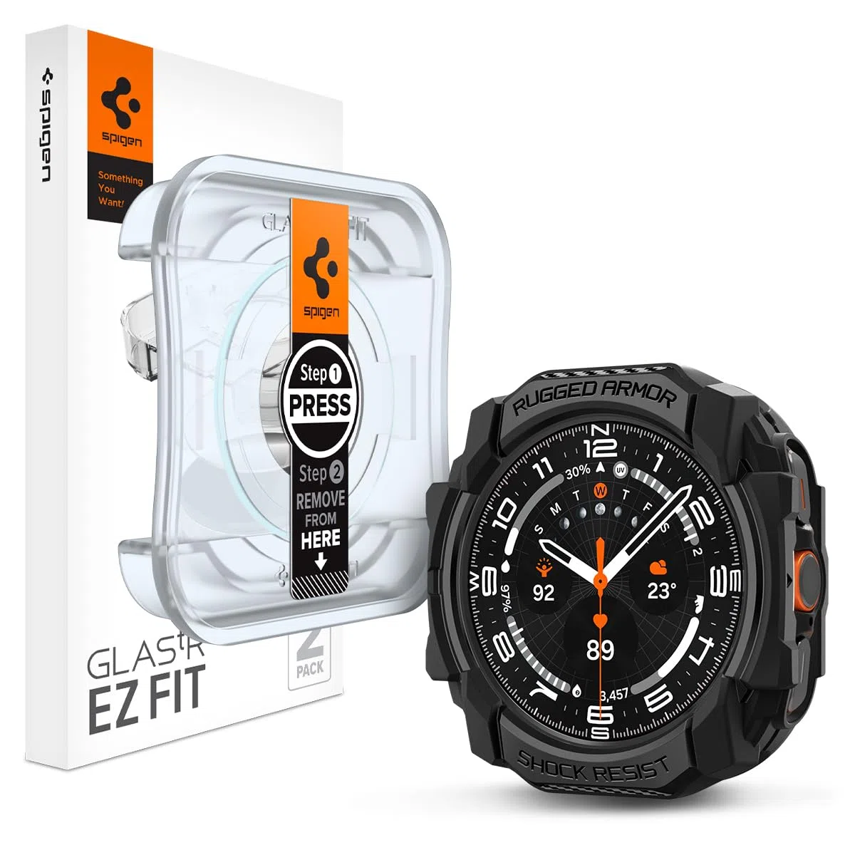 Spigen Rugged Armor Bundle - Hülle & Displayschutz für Galaxy Watch Ultra