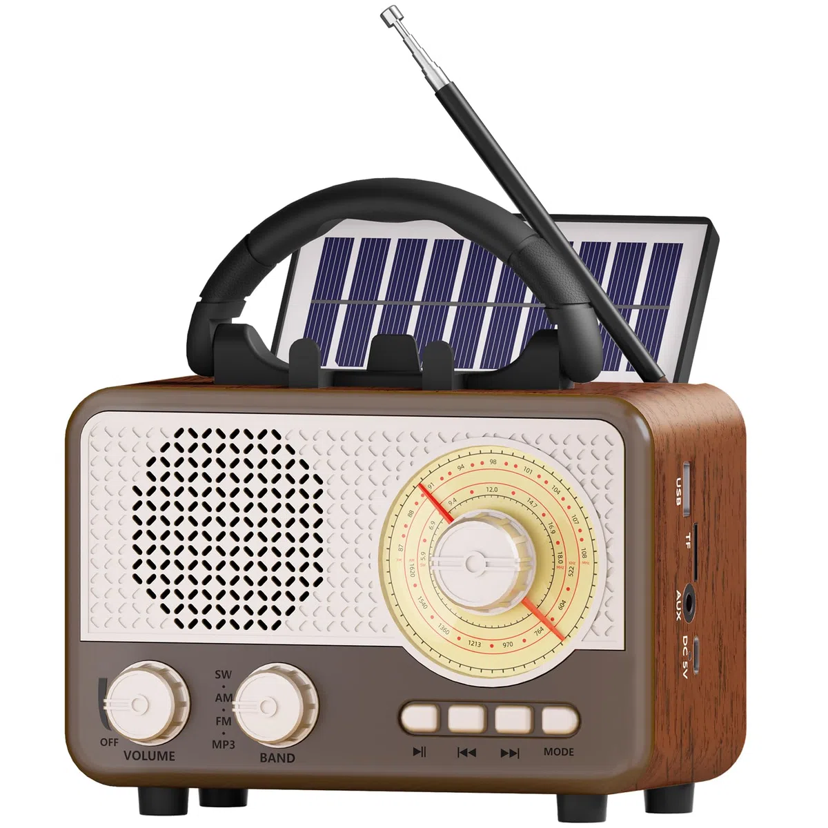Radio Tragbar AM/FM/SW Outdoor Solar Retro Radio mit Bluetooth Lautsprecher Klein mit Stromkabel,Küchenradio Büro Handyständer Unterstützt USB/TF/AUX Funktion für Wandern Camping Geschenke für Männer