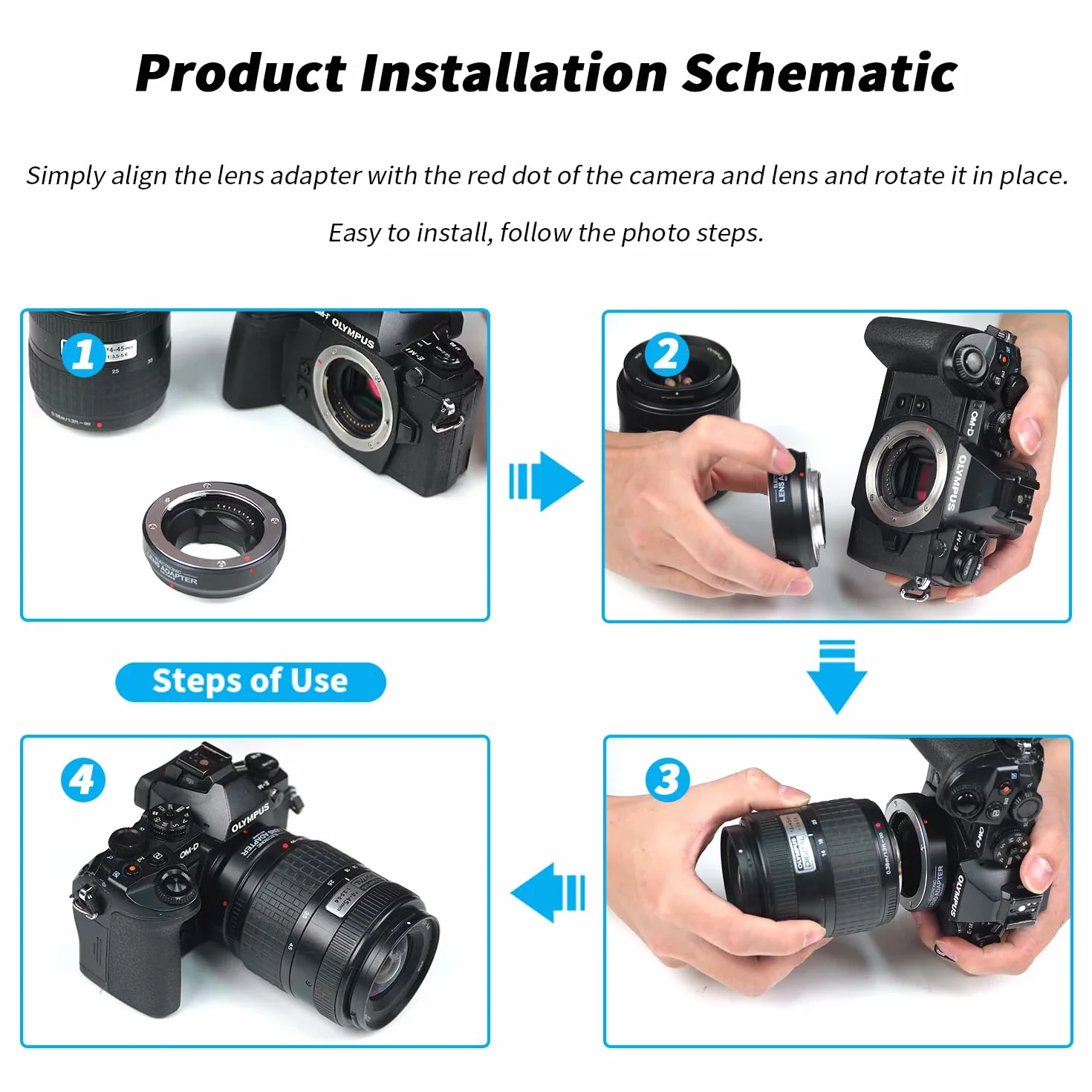 FOTGA AF Autofokus Objektivadapter für Olympus und für Panasonic Four Thirds 4/3 Objektiv an Micro Four Thirds (MFT, M4/3) Mount Kamera wie DMW-MA1 MMF-1 MMF-2 MMF-3, für GH4 GH5s GH6 E-PL5 E-PL9