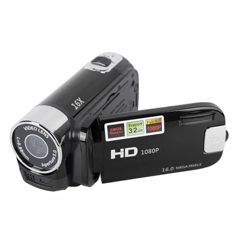 Yosoo Health Gear Handheld-Videokamera 4K 48MP 1080P 16x Digital 2,7-Zoll-TFT-LCD drehbarer Bildschirm Schwarz