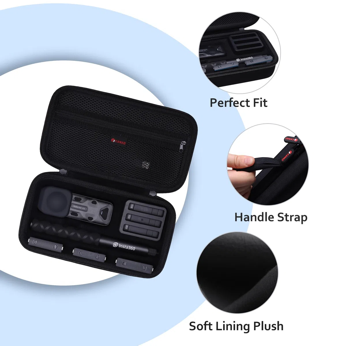 XANAD Tragetasche für Insta360 X5 X4 X3 ONE X2 GO 3 Actionkameras, Schultertasche Kompatibel mit 114 cm unsichtbarer Selfie Stick und Zubehör (Tragetasche für Insta360 X5)