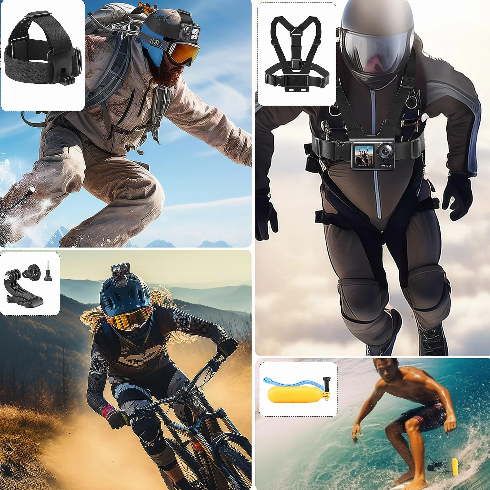 38 in 1 Action Kamera Zubehör Kit, Kompatibel mit GoPro Hero, DJI Osmo, AKASO, Campark, Crosstour, APEMAN, COOAU, Apexcam, SJCAM und mehr