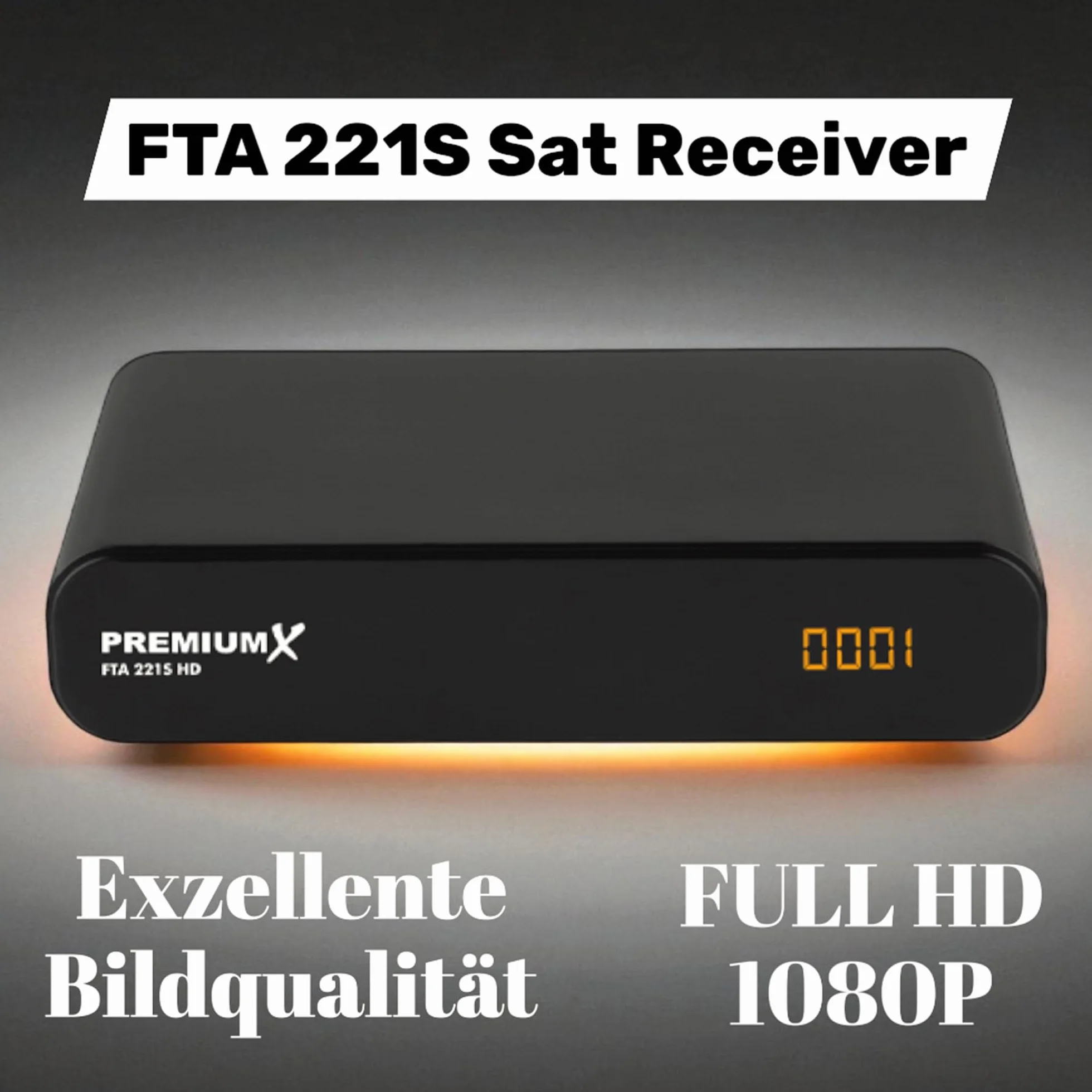 Premium X HD 221S Sat Receiver – DVB-S2 FTA Digital Satellitenreceiver, Unicable tauglich, HDMI & SCART, USB Media Player, kompakt, vorinstallierte deutsche Sender