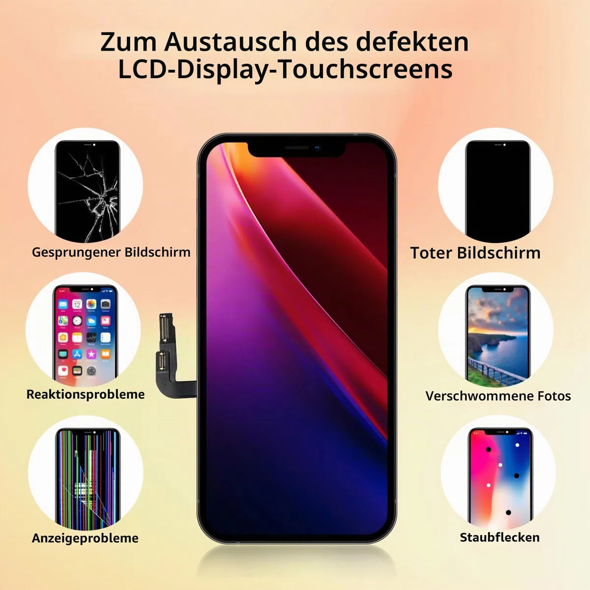 DTD Display für iPhone 12/iPhone 12 Pro LCD 6.1" Bildschirm Ersatz FHD Touchscreen 3D Touch Digitizer Rahmen Montage und Reparaturkits