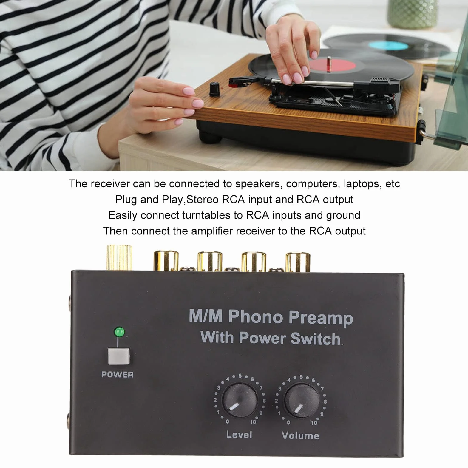 PP500P Phono-Plattenspieler-Vorverstärker, Elektronischer -Audio-Stereo-Phonographen-Vorverstärker, -Eingangsausgang, Vorverstärker für Plattenspieler-Plattenspieler