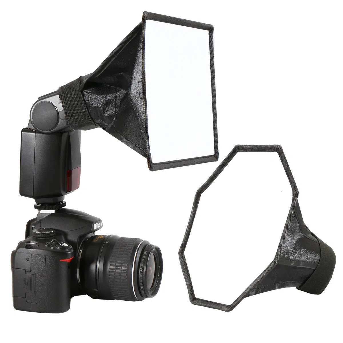 BLITZ Softbox Speedlight Diffusor Kit - 20cm Achteck Softbox + 20x15cm Softbox für Blitzgerät, Universalhalterung für Canon Nikon Sony