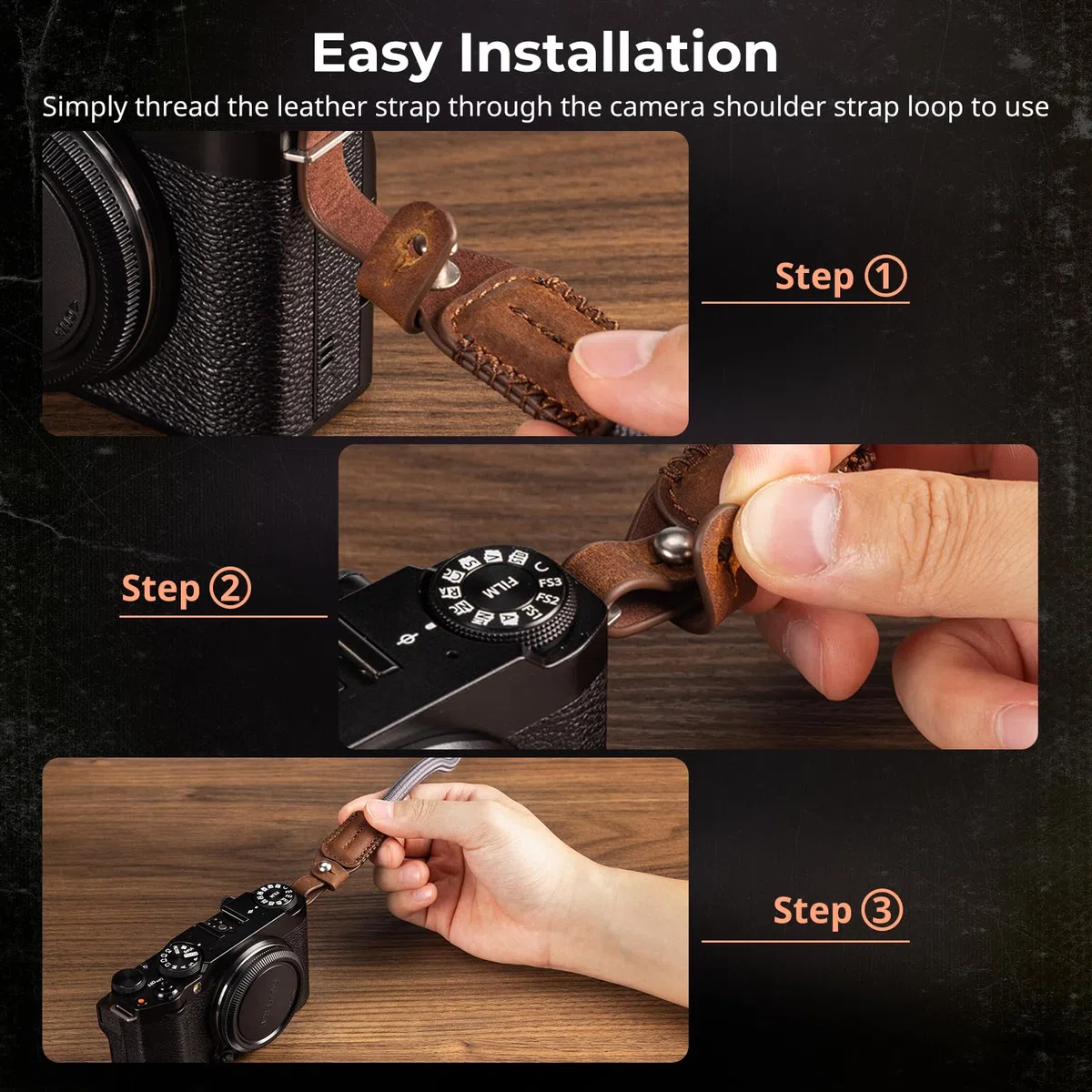 SMALLRIG Shoulder Strap für Kamera, verstellbarer geflochtener Schultergurt für Kamera mit O-Ring und Lederpolster für DSLR/spiegellose Kameras für Sony, für Fujifilm,für Canon, für Nikon