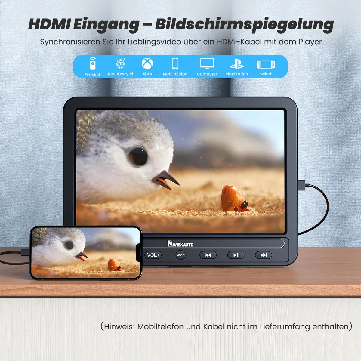 NAVISKAUTO 10,5 Zoll DVD Player Auto 2 Monitore Kopfstütze HDMI IN Mit 5 Stunden Akku, Auto Fernseher TV Kinder DVD-Player Unterstützt USB/SD-Karte, Last Memory, 2 Verschiedene Filme Spielen