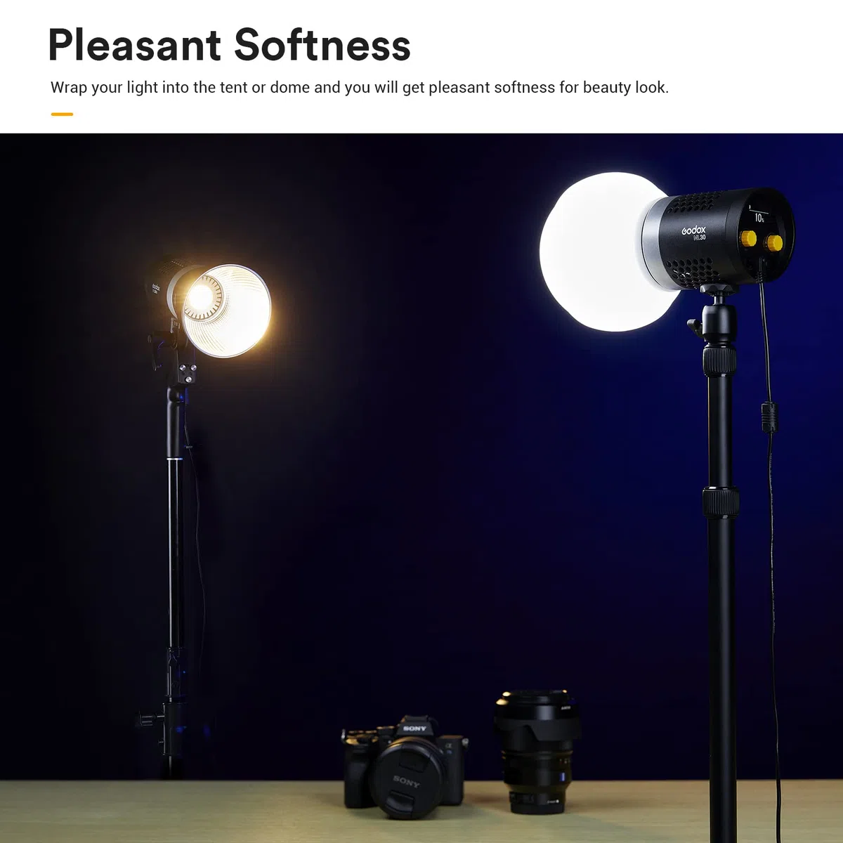 Godox ML-CD15 Diffusor Dome mit 3 Adaptern, Faltbares Silikonmaterial, Blitzlichtdiffusoren, Kompatibel mit Halterung LDE Light ML30 ML60 und Flash Godox V1 V860III V850III TT685II
