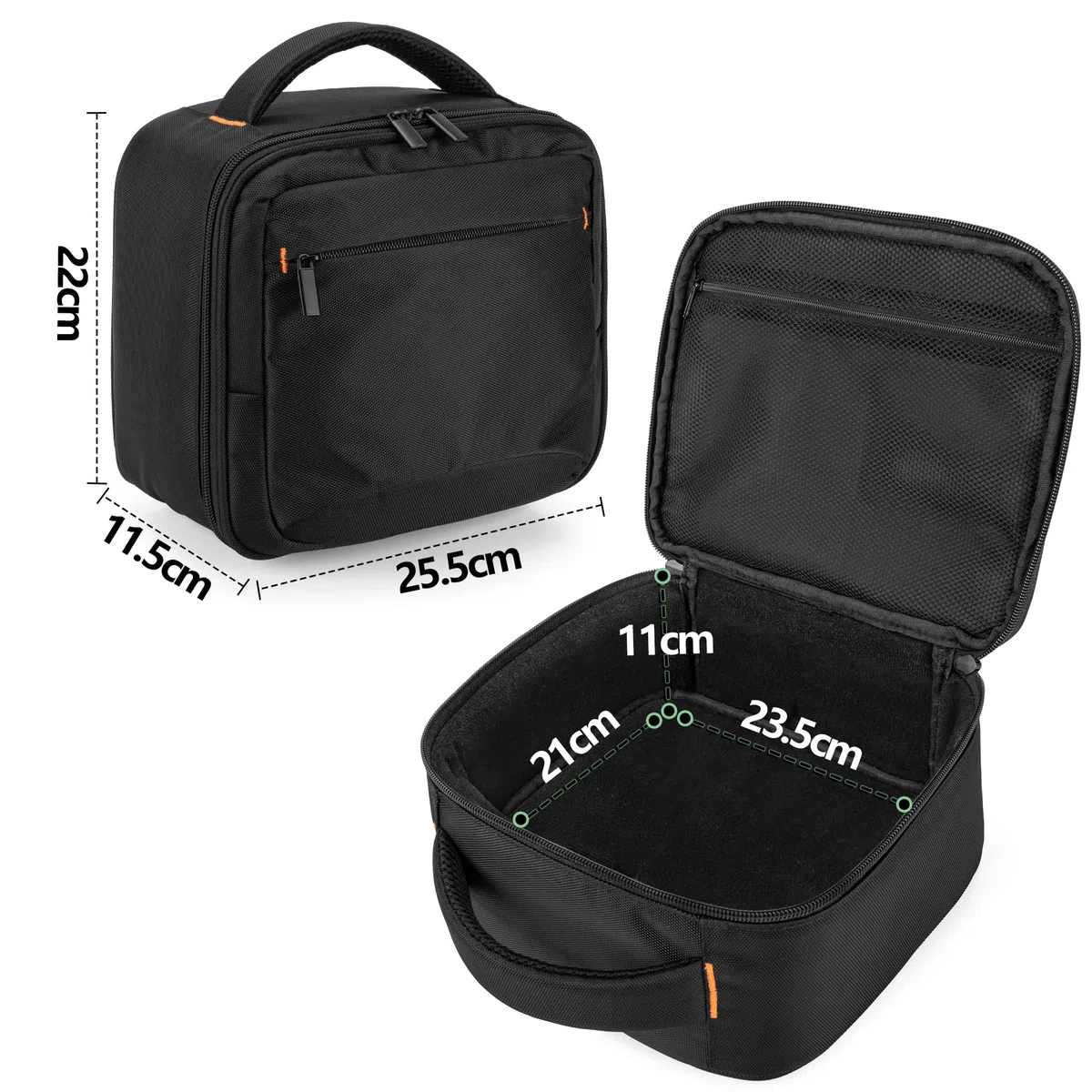 CURMIO Beamer Tasche, Tragetasche für Mini Projektor, Projektortasche Kompatibel mit DR.J und QKK und Andere Kleine Beamer und Zubehör (OHNE ZUBEHÖR ENTHALTEN), Schwarz