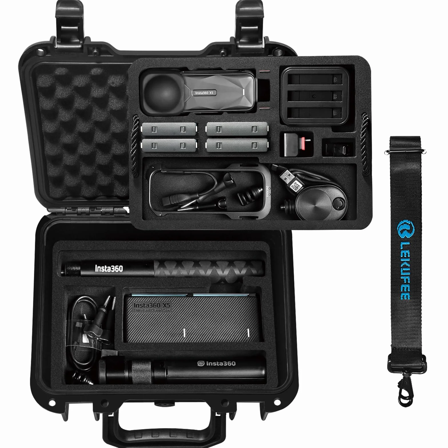 LEKUFEE Tragbare wasserdichte Tragetasche für Insta360 X5/X4 Air/X4/x3,Must-Have-Bundle,Starter-Bundle und Zubehör (nur Koffer)