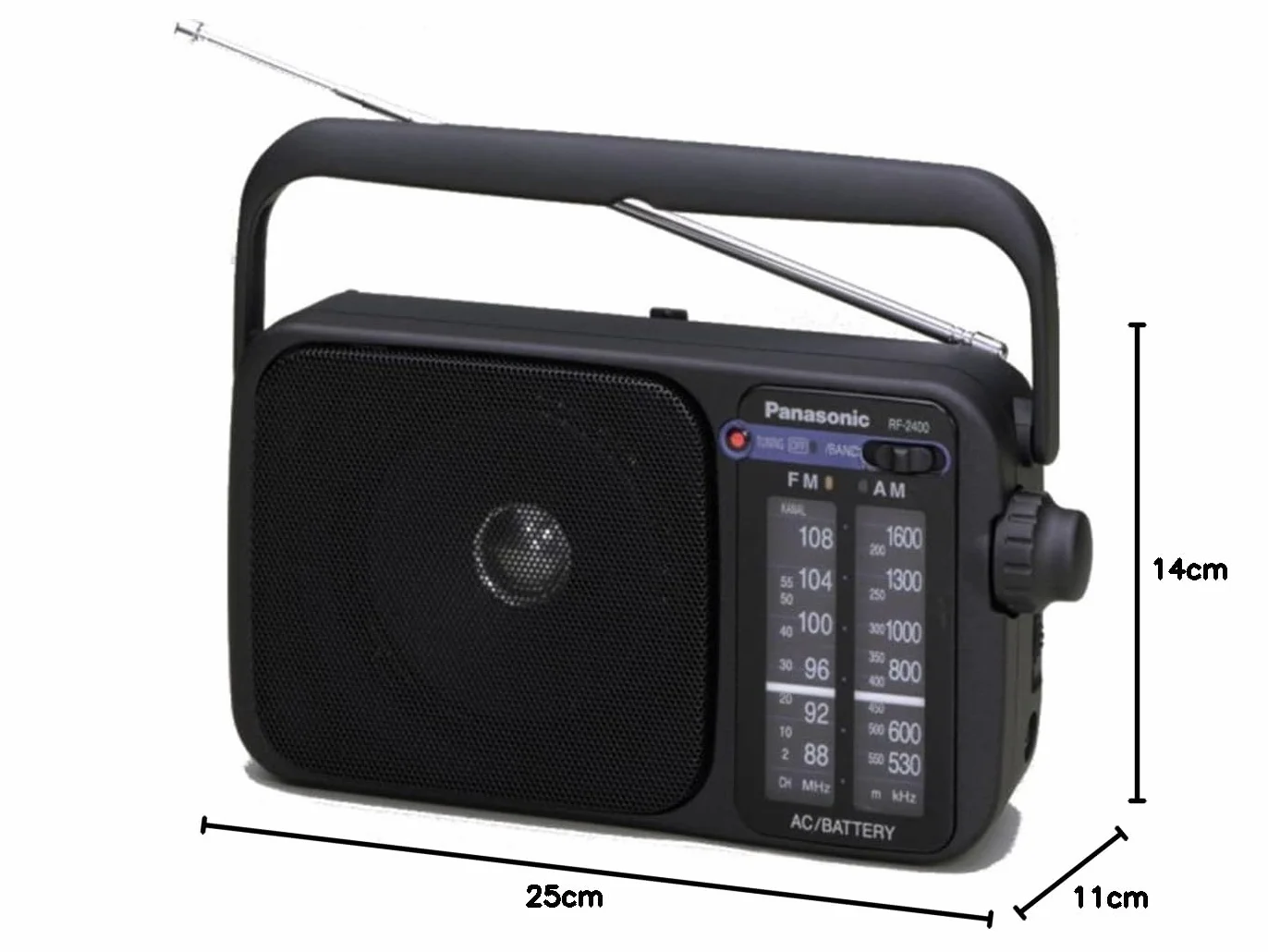 Panasonic RF-2400DEG-K Tragbares Radio mit Griff, Netz- oder Batteriebetrieb schwarz