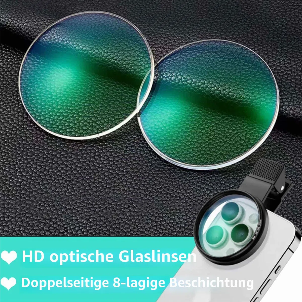 CPL Polarisationsfilter für iPhone, Samsung und andere Smartphones, Clip-On-Adapter, HD-doppelseitig, mehrfach beschichtetes SLR-Objektiv, optisches Glas, Handy-Objektiv-Zubehör