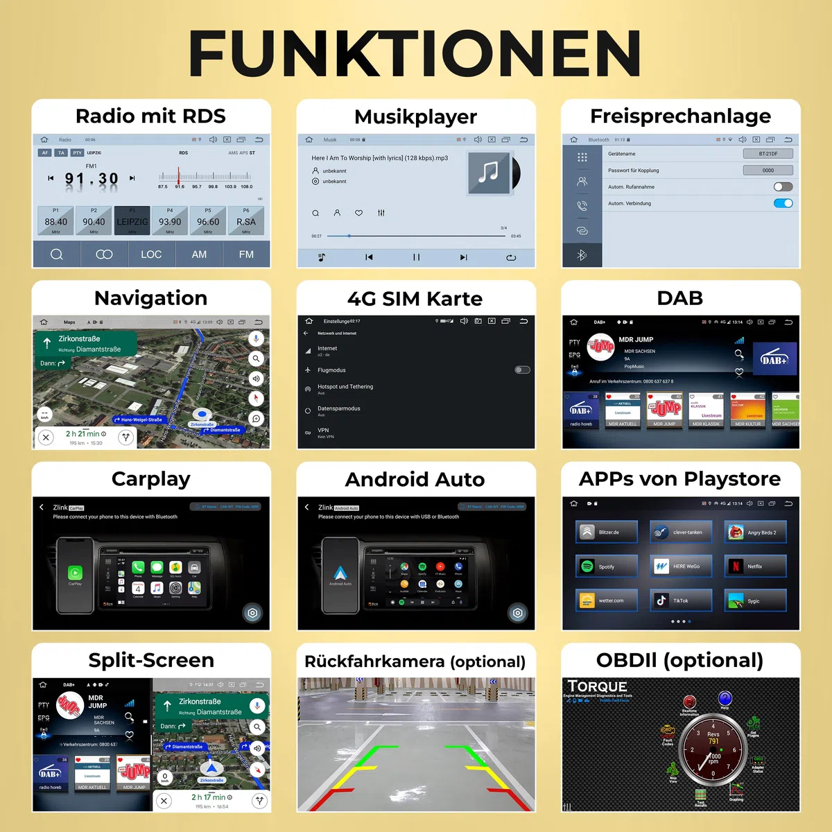 M.I.C. AV8V7-L3 Android 14 Autoradio für VW Golf 5/6 Passat Touran Tiguan T5 / Skoda/SEAT (RNS/RCD Ersatz) – 8" QLED, 4GB+64GB, Apple CarPlay/Android Auto, DAB+(Antenne inkl.), CANBUS integriert | MediaTek MT6769, 4GB+64GB, 8 Zoll QLED Display, Apple CarP