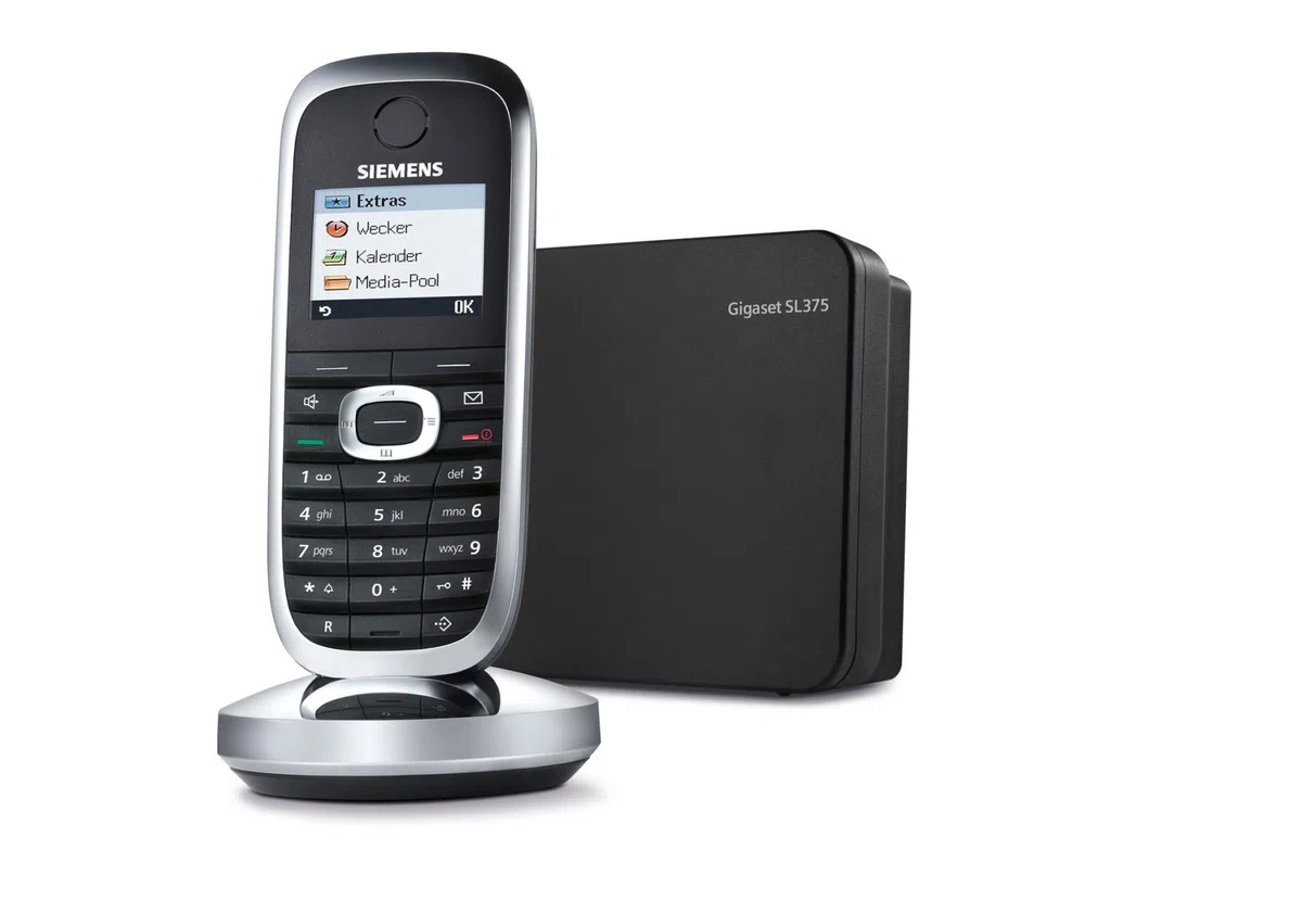 Siemens Gigaset SL375 DECT Schnurlostelefon mit Anrufbeantworter Bluetooth und Picture CLIP schwarz/chrom