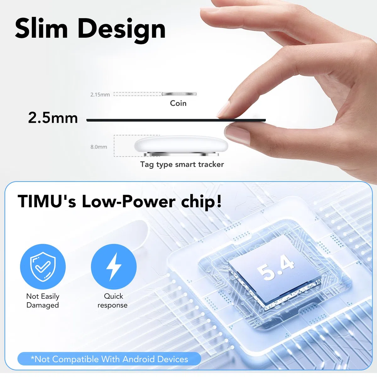 TIMU Air Smart Tag Card Funktioniert mit Apple Find My, Wiederaufladbarer Wallet Tracker (Nur iOS), Dünne Geldbörsen Tracker Karte IP68 Wasserdicht, Tag Karte für Reisekoffer/Geldbeutel/Koffer