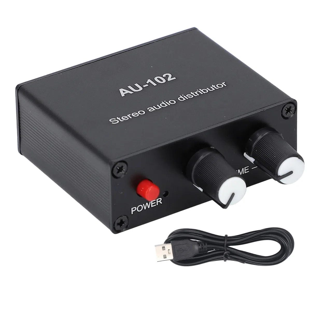 Active Sound Distributor, 2 Way 1 in 2 Out Mini Amp mit Unabhängiger Lautstärke Regelung, für Kopfhörer und Sound Amps DC5V