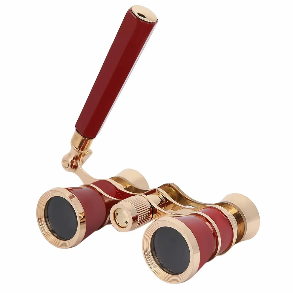 SYH&AQYE 3 X 25 mm Tragbares Opernfernglas, Opernbrille mit Zentralem Fokus und BAK 7 Prisma für Erwachsene, Kinder, Frauen in Der Konzerttheateroper(Rot)