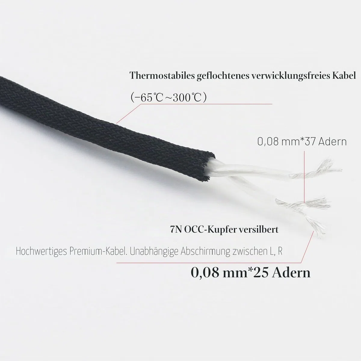 ABLET 4,4 mm symmetrischer Stecker auf 4,4 mm symmetrische Buchse, Kopfhörer-Audio-Adapterkabel, Stecker auf Buchse, Verlängerungskabel, 7N OCC, Kupfer, einzelner Kristall, versilberter Draht