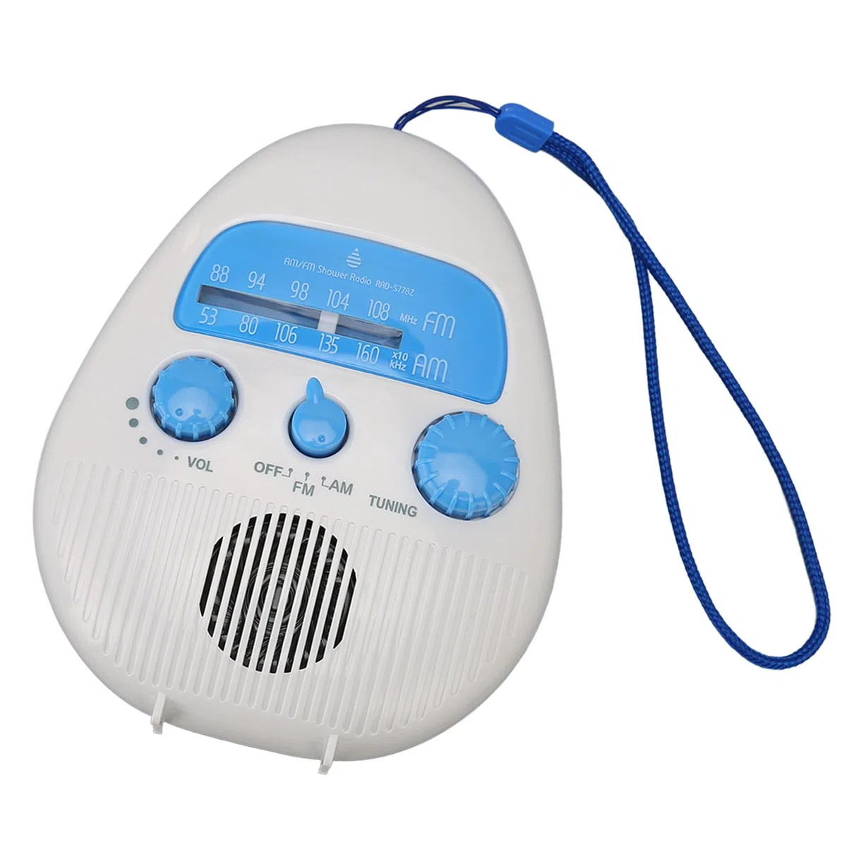 Wasserdichtes Duschradio, AM FM Badezimmer, Batteriebetrieben, Tragbar, Eingebauter Lautsprecher, Drehbarer Drehknopf, Einfache Abstimmung, Lautstärkeregelung für Zuhause, Party