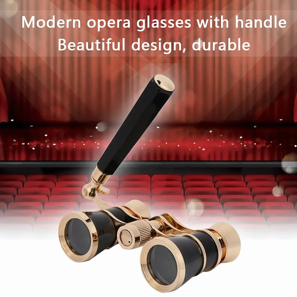 Opern-Fernglas-Teleskop, 3 X 25 Kunststoff-Opernglas-Fernglas-Teleskop, Tragbares Theater-Teleskop, für Erwachsene, Frauen, Mädchen, Jungen in Musikkonzerten, Theater, (Schwarz)