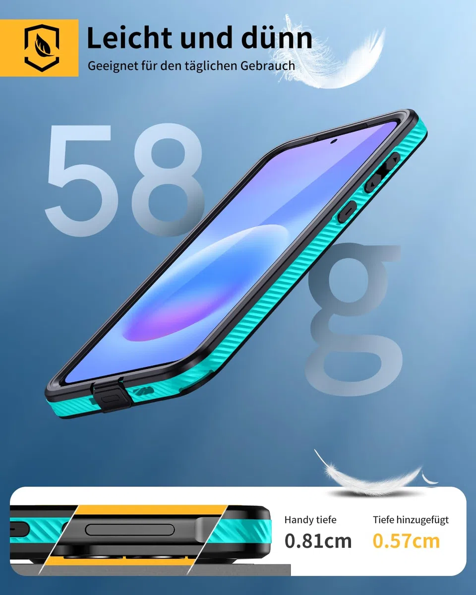 für Samsung Galaxy A57 5G Hülle,HandyHülle für Samsung A57 IP68 Wasserdicht 360 Schutzhülle,Stoßfest Staubdicht Outdoor Panzerhülle mit Eingebautem Displayschutz für Galaxy A57,Blau