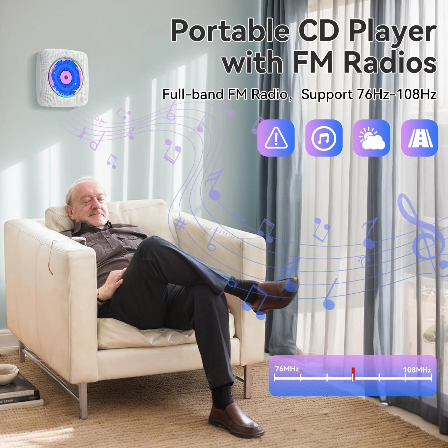 Radio mit CD-Player Tragbar CD Players Bluetooth mit Lautsprecher Kinder Frontanzeige Fernbedienung Unterstützung USB-Wiedergabe AUX-Wiedergabe