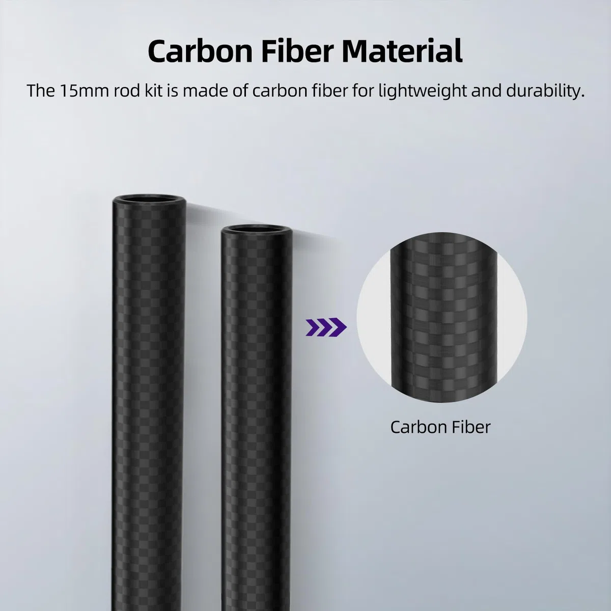 Nitze 15mm Carbon Fiber Rods, Stange 40 cm Länge, 15mm Kamera Kohlefaser Stange mit M11 Innengewinde für 15 mm Schulterstützsystem, Matte Box, Kamera DSLR Schulter Rig (2 Stück) - RCF15-400