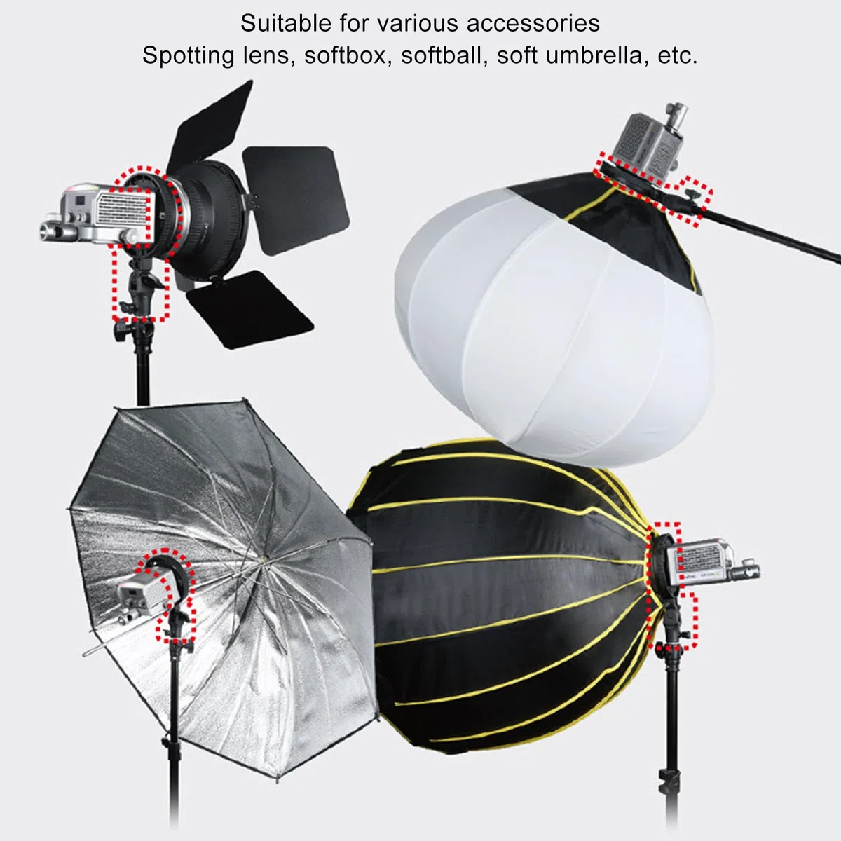 VBESTLIFE Bowens Mount Adapter Halter, BowensMini Bis Standard Bowens Mount -Adapterring mit Regenschirmbuchse, 180 Neigung, für LED -Leuchten