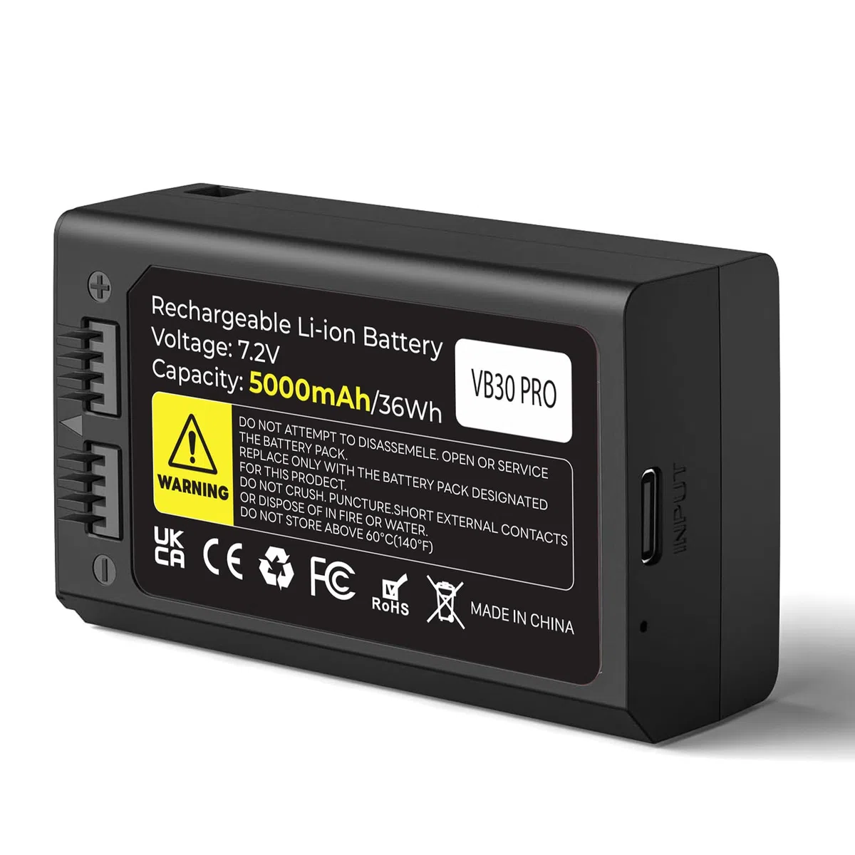 5000mAh VB30 Ersatzakku für V100 V1Pro V1, Akku für USB-C-Anschluss für V1ProC V1ProS V1ProN V1S V1C V1N V1F V1O V1P V100C V100N V100S V860III-S V860III-C V860III-N Kamera-Blitzgerät Speedlite