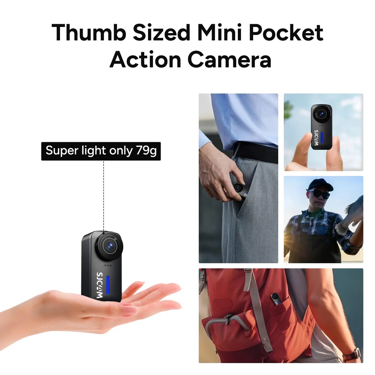 SJCAM C110 Plus Kleine Action-Taschenkamera Wearable, 4K30fps Unterwasserkamera 98FT Wasserdicht, 6-Achsen Bildstabilisierung 20MP WiFi Superleicht 79g Helmkamera mit Kits, 32G SD-Karte