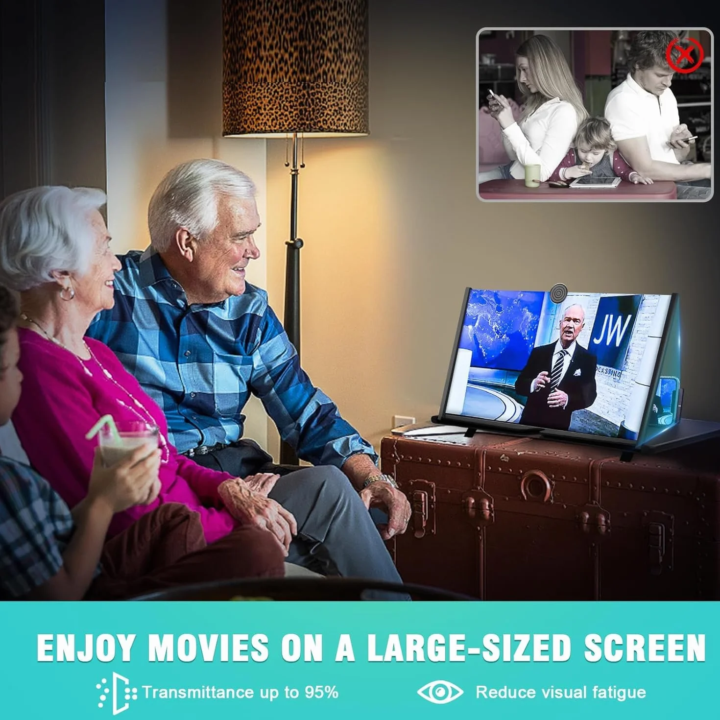 18 Zoll Handy vergrößerungs Bildschirm, Bildschirmlupe für Handy, 3D HD Bildschirm Handy vergrößerung, Anti-Blaulicht, Faltbarer, Handy Lupe für das Ansehen von Filmvideos