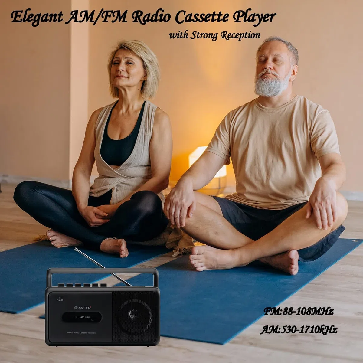 Tragbarer Kassettenplayer Boombox mit AM/FM Radio Stereo, Kassettenrekorder mit Kopfhöreranschluss, batteriebetrieben oder per Netzstecker