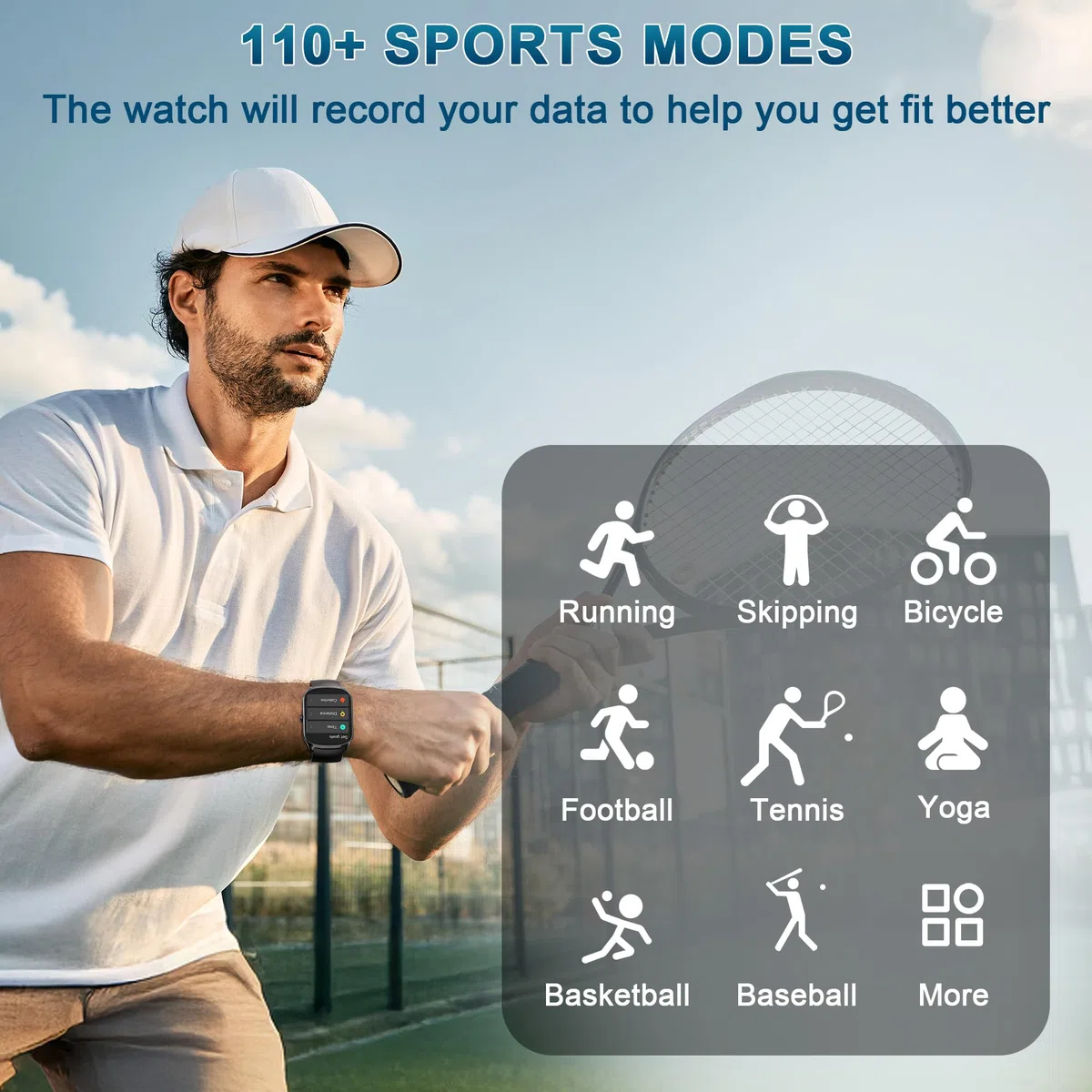 STECEi Smartwatch für Herren & Damen, 1,95'' HD Curved-Display, Bluetooth-Anruf entgegennehmen/tätigen, 112 Sportmodi, Fitnessuhr mit Schrittzähler/Schlafanalyse/Pulsmesser, IP68 wasserdicht, Schwarz