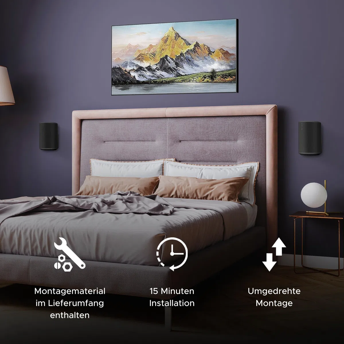 Sound bass ERA 100 Wandhalterung – Low Profile, Schwarz, Einzelstück, Kompatibel mit Sonos ERA100 & ERA 100 SL Lautsprecher, Komplett mit Befestigungsmaterial