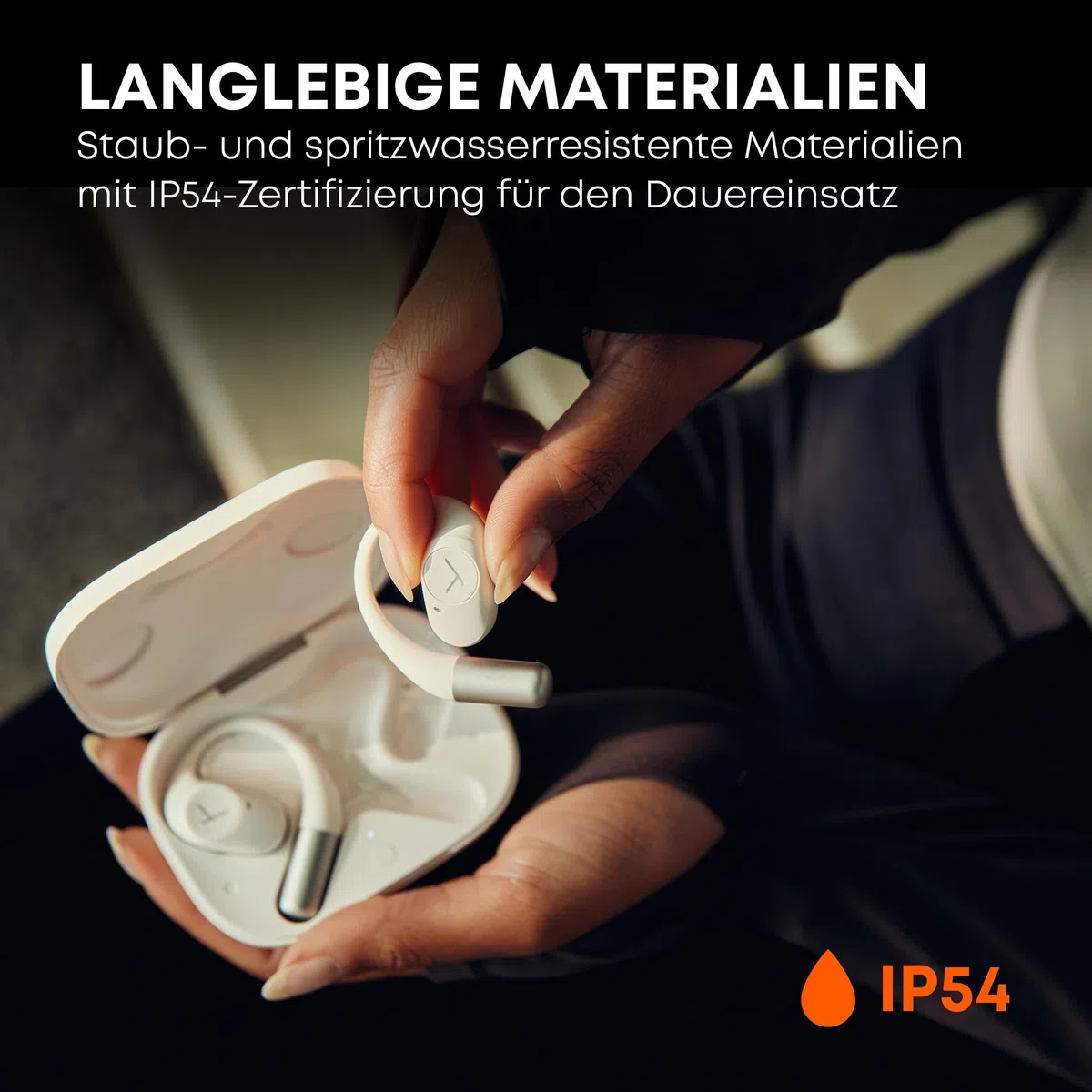 beyerdynamic AMIRON 200 True Wireless, Open-Ear Sportkopfhörer mit ergonomischen Ohrbügel, Bluetooth 5.3, 36 Stunden Akkulaufzeit in Schwarz
