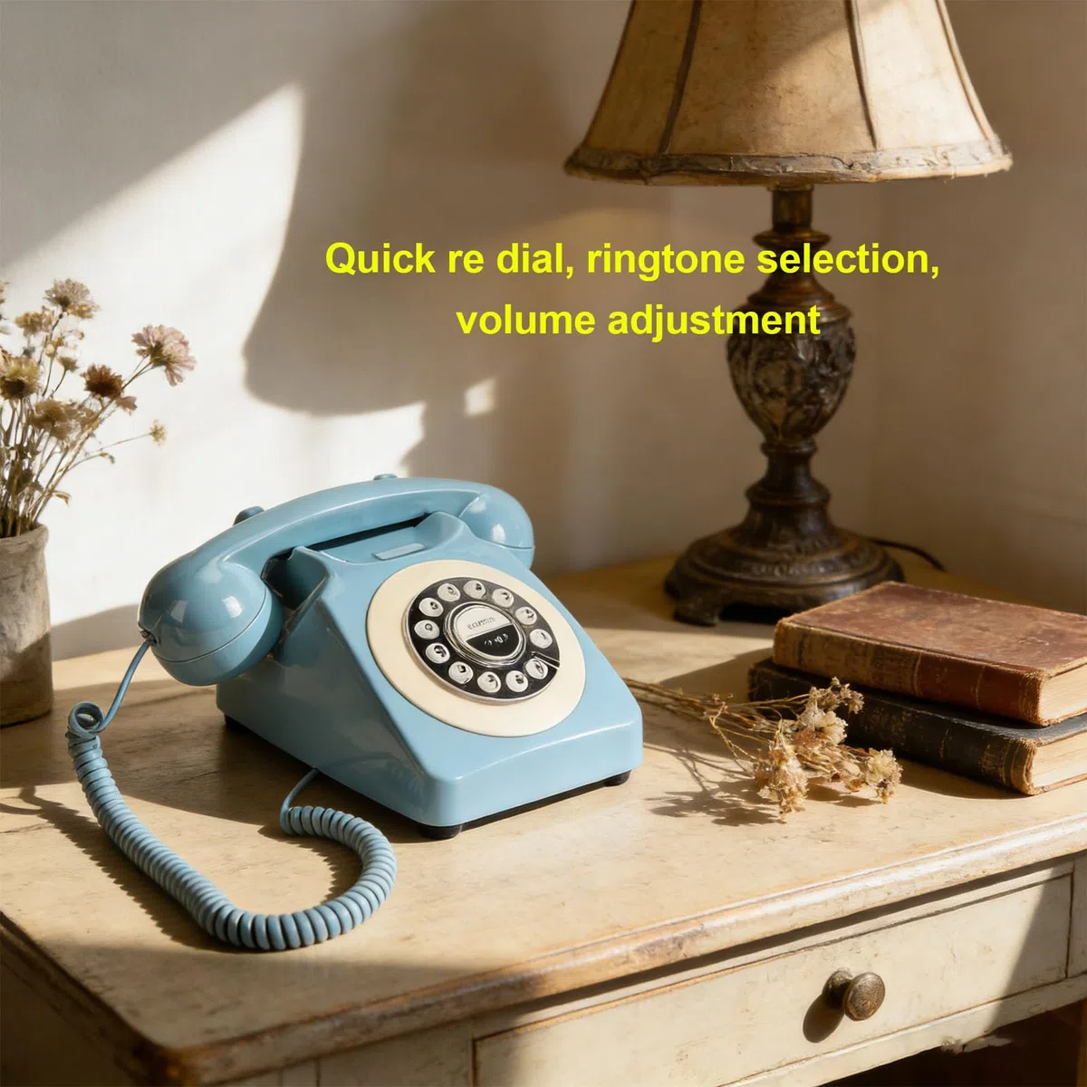 Bluetooth-Retro-Telefon, Vintage-Tischtelefon mit USB-Ladefunktion, Freisprechfunktion und Musikwiedergabe für das Homeoffice (Blue)